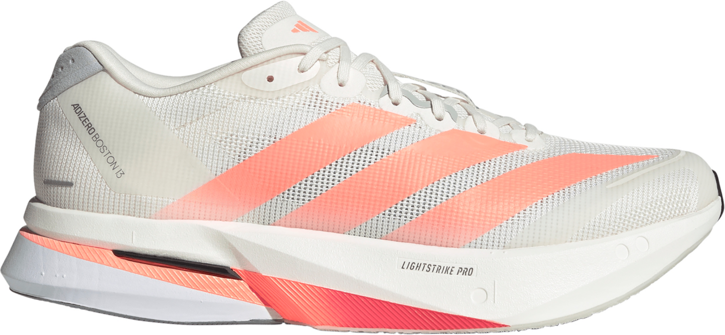 adidas Men's Adizero Boston 13 Running Shoes - Off White/Lucid Orange/Grey - View 1