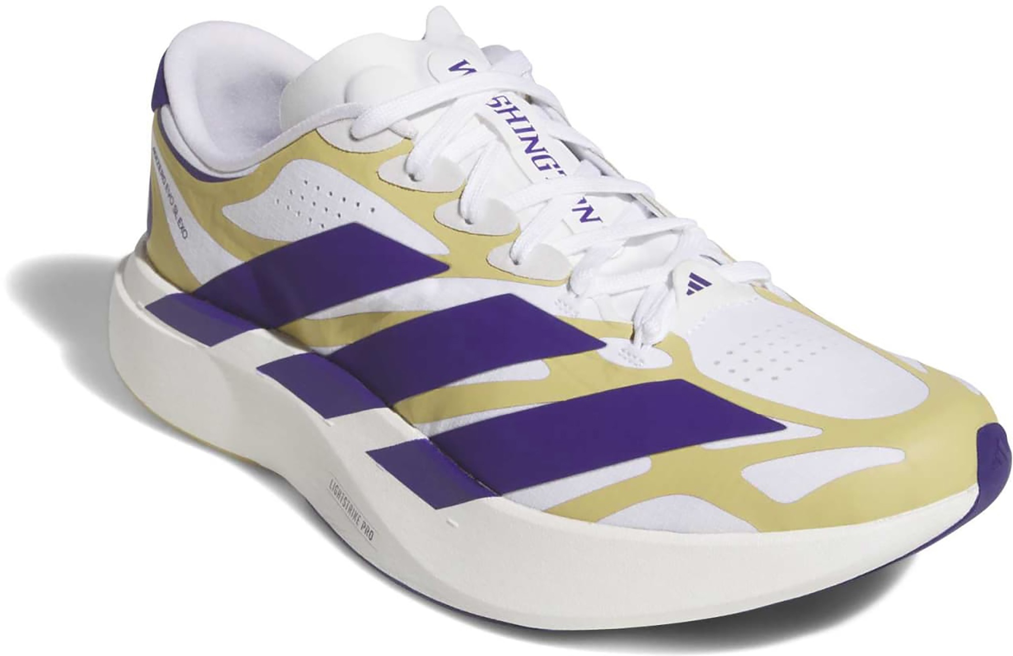 adidas Men's Adizero EVO SL EXO Washington Running Shoes - Ftwr White/Collegiate Purple.Team Sand - View 6