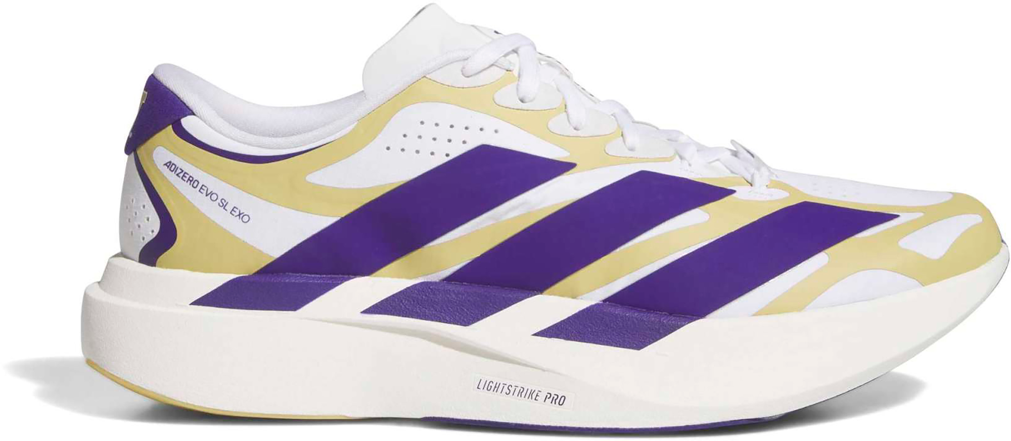 adidas Men's Adizero EVO SL EXO Washington Running Shoes - Ftwr White/Collegiate Purple.Team Sand - View 1