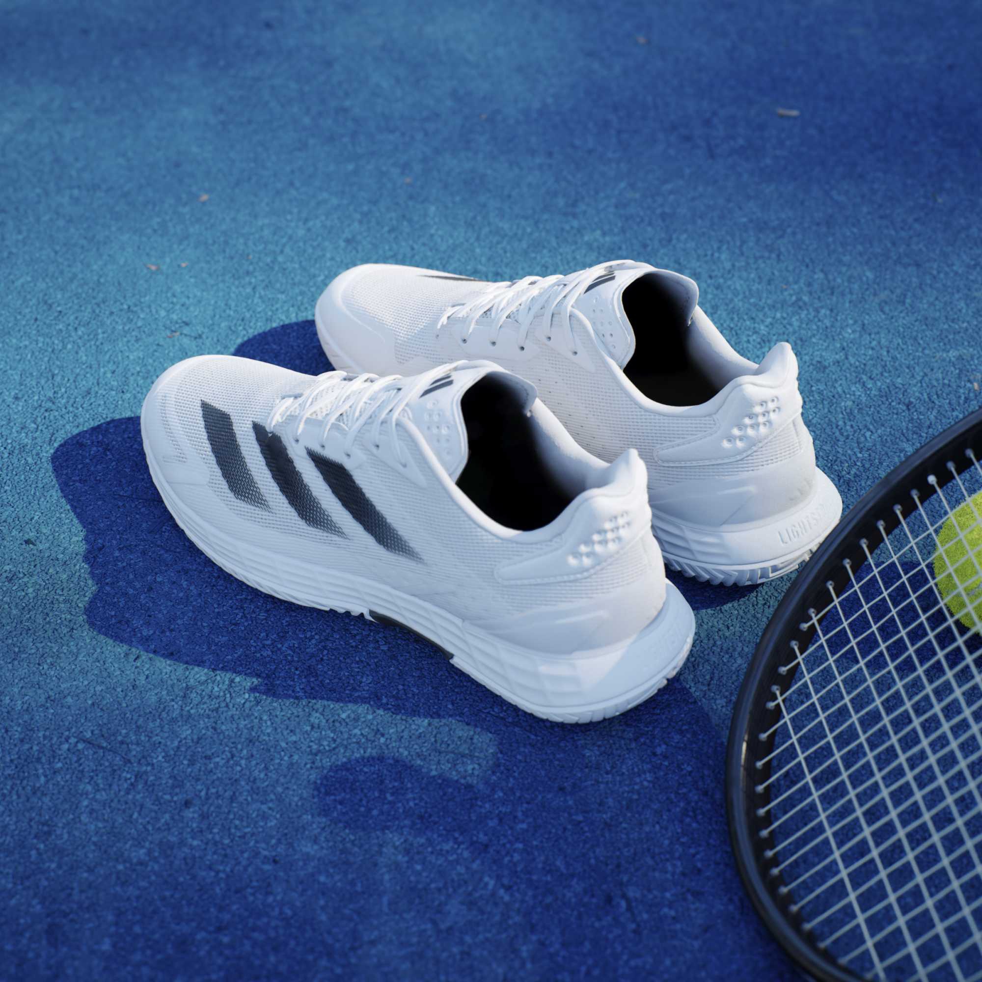 adidas Men's Defiant Speed 2 Tennis Shoes - White/Black/Grey - View 2