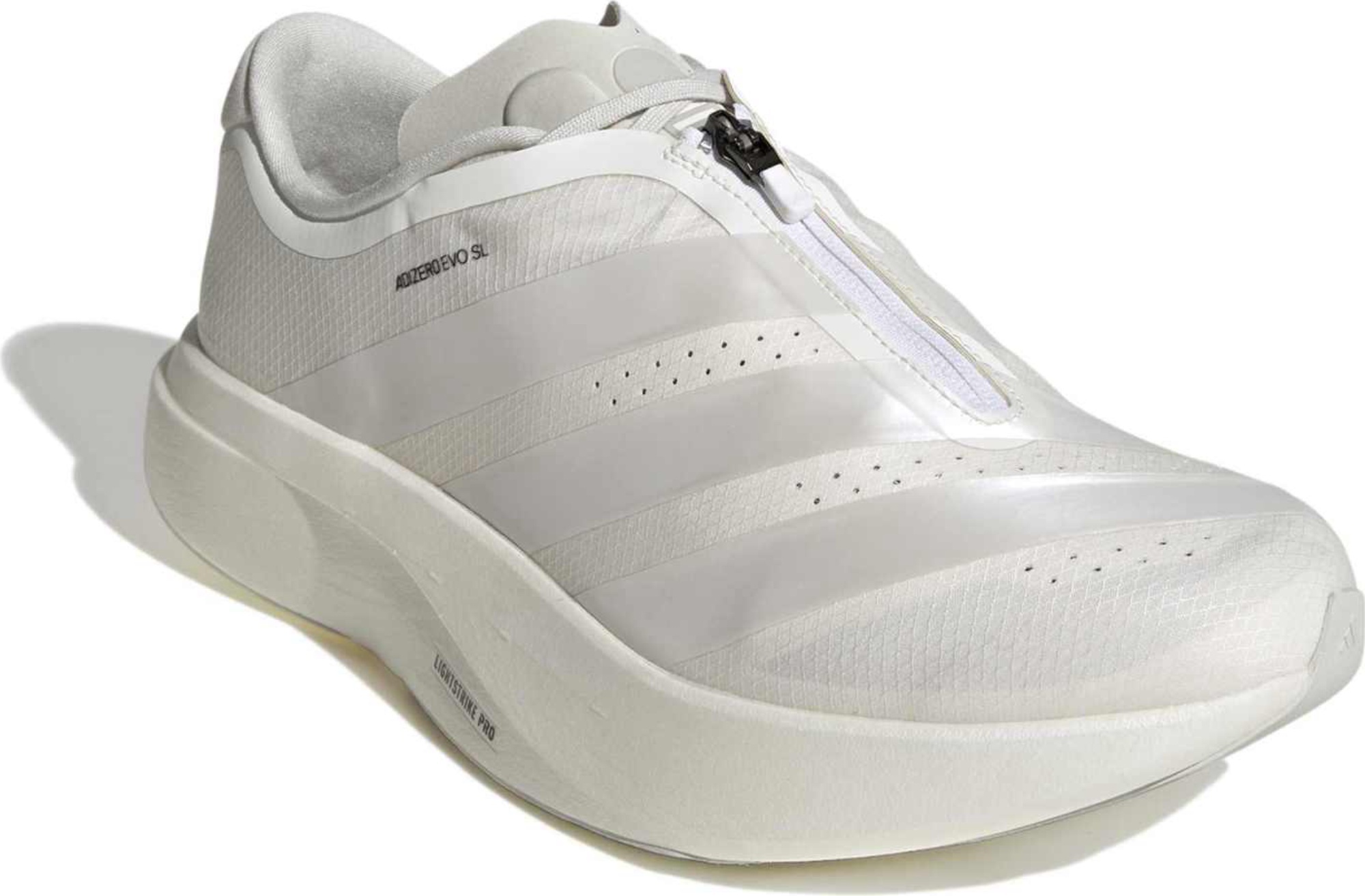 adidas Men's Adizero EVO SL Zip Running Shoes - Core White/Zero Met/Orbit Grey - View 5