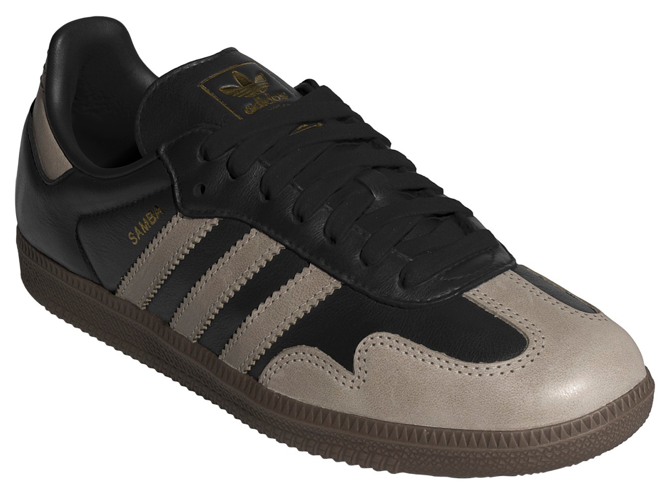 adidas Women's Samba OG Shoes - Core Black/Wonder Beige/Gold Met - View 6