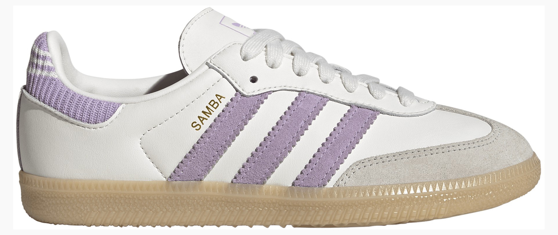 adidas Kids' Grade School Samba OG Shoes - Cloud White/Powder Plum/Gum - View 1