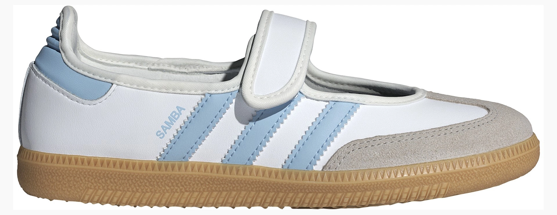 adidas Kids' Grade School Samba Jane Shoes - Ftwr White/Clear Sky/Gum 3 - View 1
