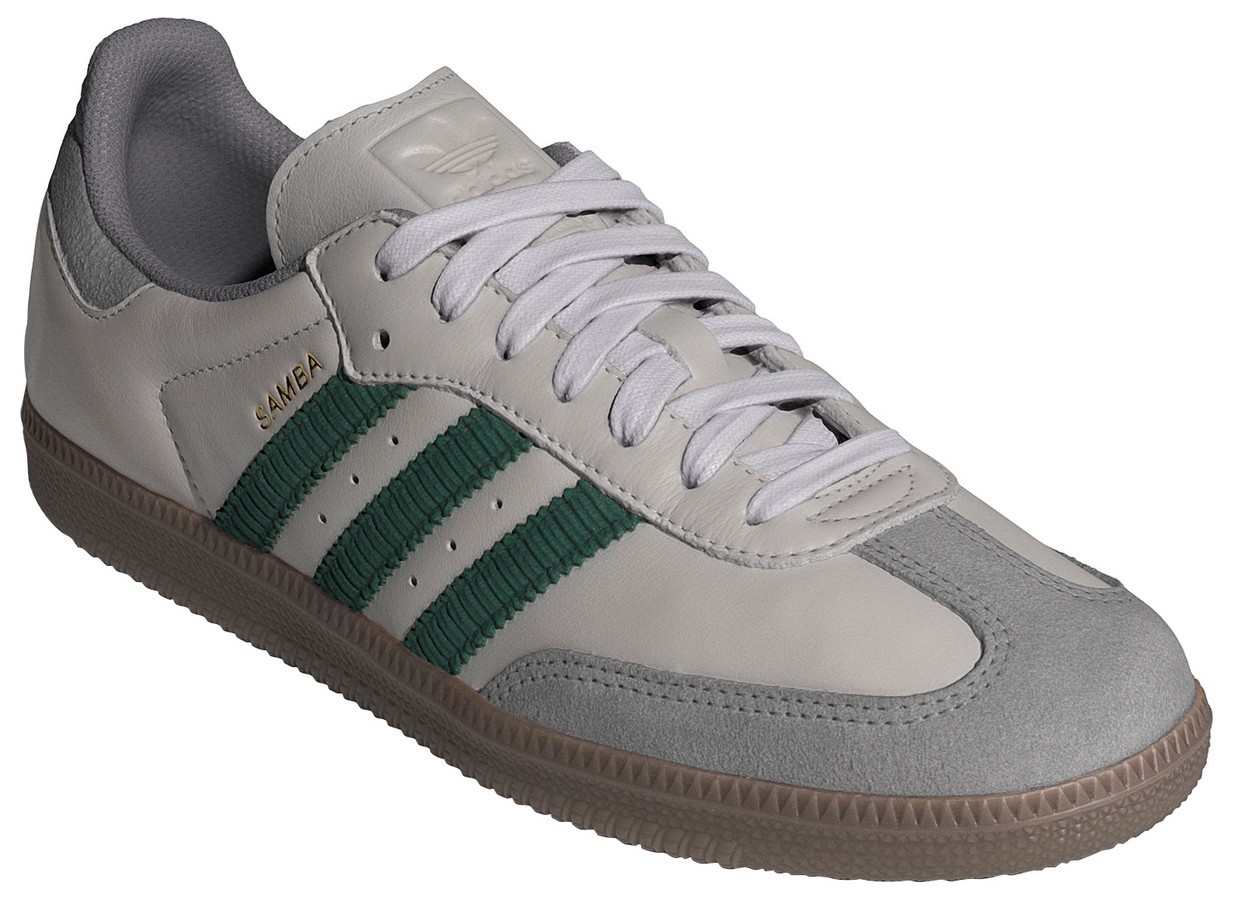 adidas Samba OG Shoes - Grey One/Collegiate Green/Gum5 - View 6