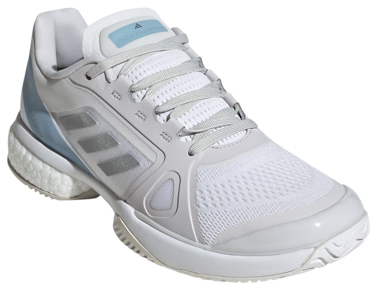 adidas by Stella McCartney Women's Court Tennis Shoes - White/Silver/Blue - View 4