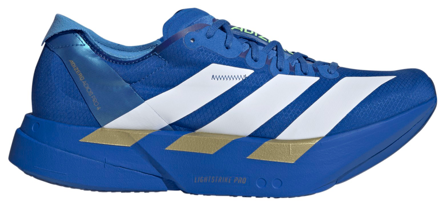 adidas Men's Adizero Adios Pro 4 Running Shoes - Blue/Ftwr White/Lime Burst - View 1