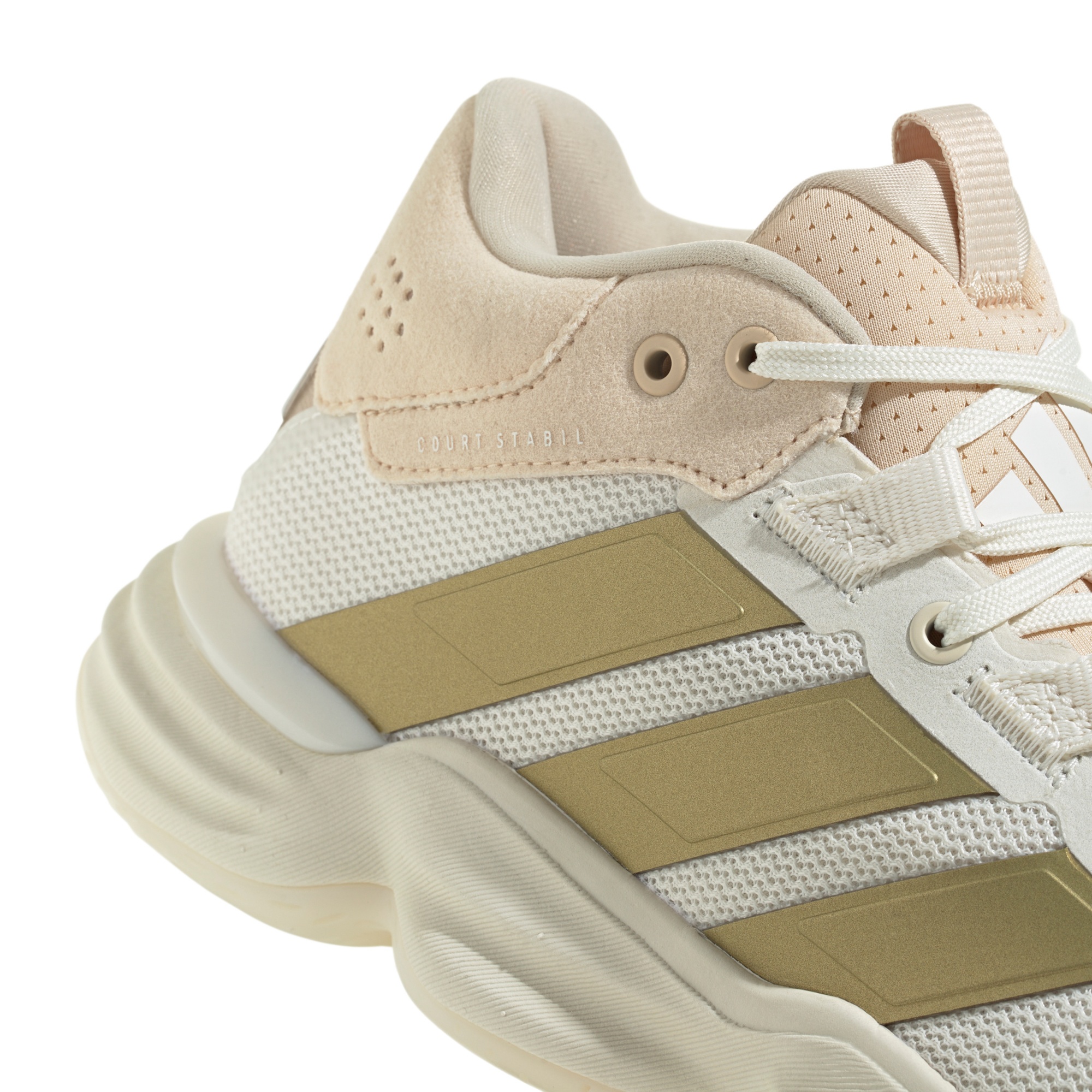 adidas Women's Court Stabil Volleyball  Shoes - White/Gold - View 7
