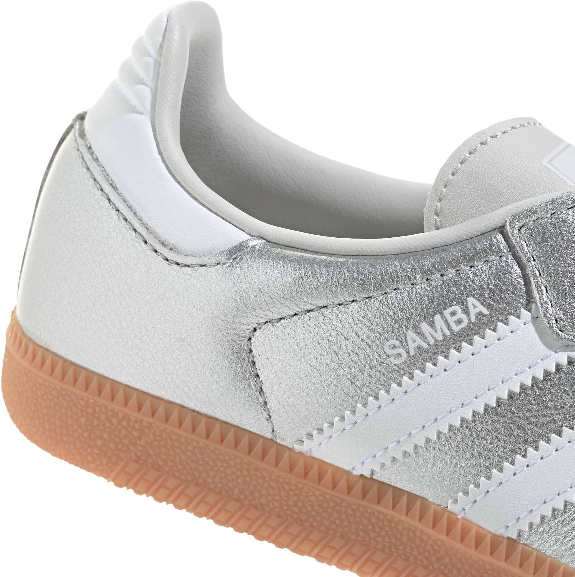 adidas Kids' Grade School Samba OG Shoes - Silver Met/Ftwr White/Gum 3 - View 7