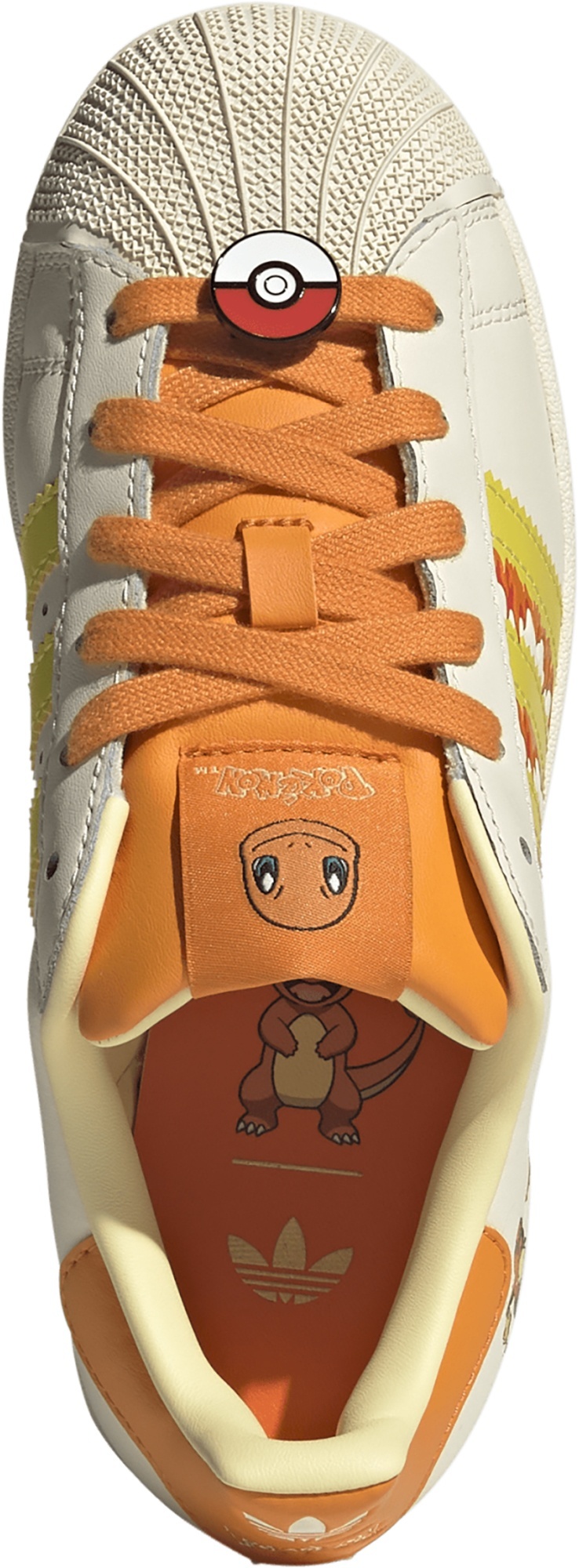 adidas Kids' Grade School Superstar II Shoes - Cream White/Shock Yellow/Bright Orange - View 2