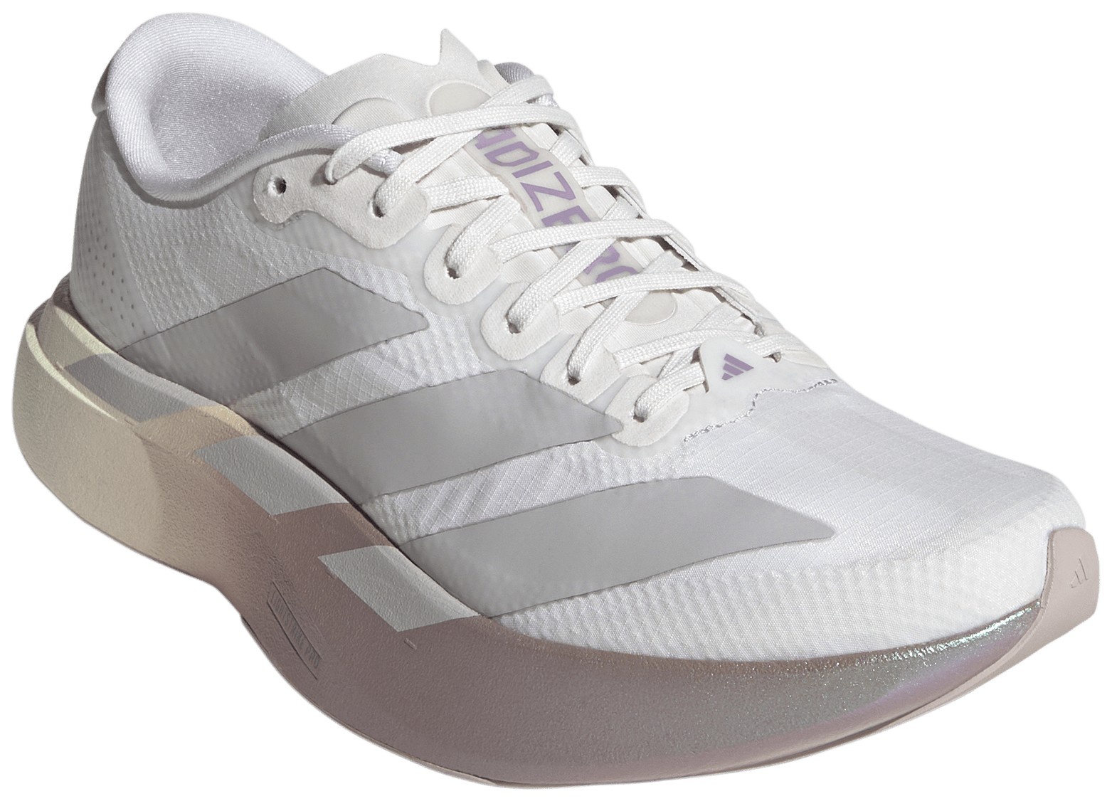 adidas Women's Adizero EVO SL Woven Running Shoes - White/Grey/Purple - View 5