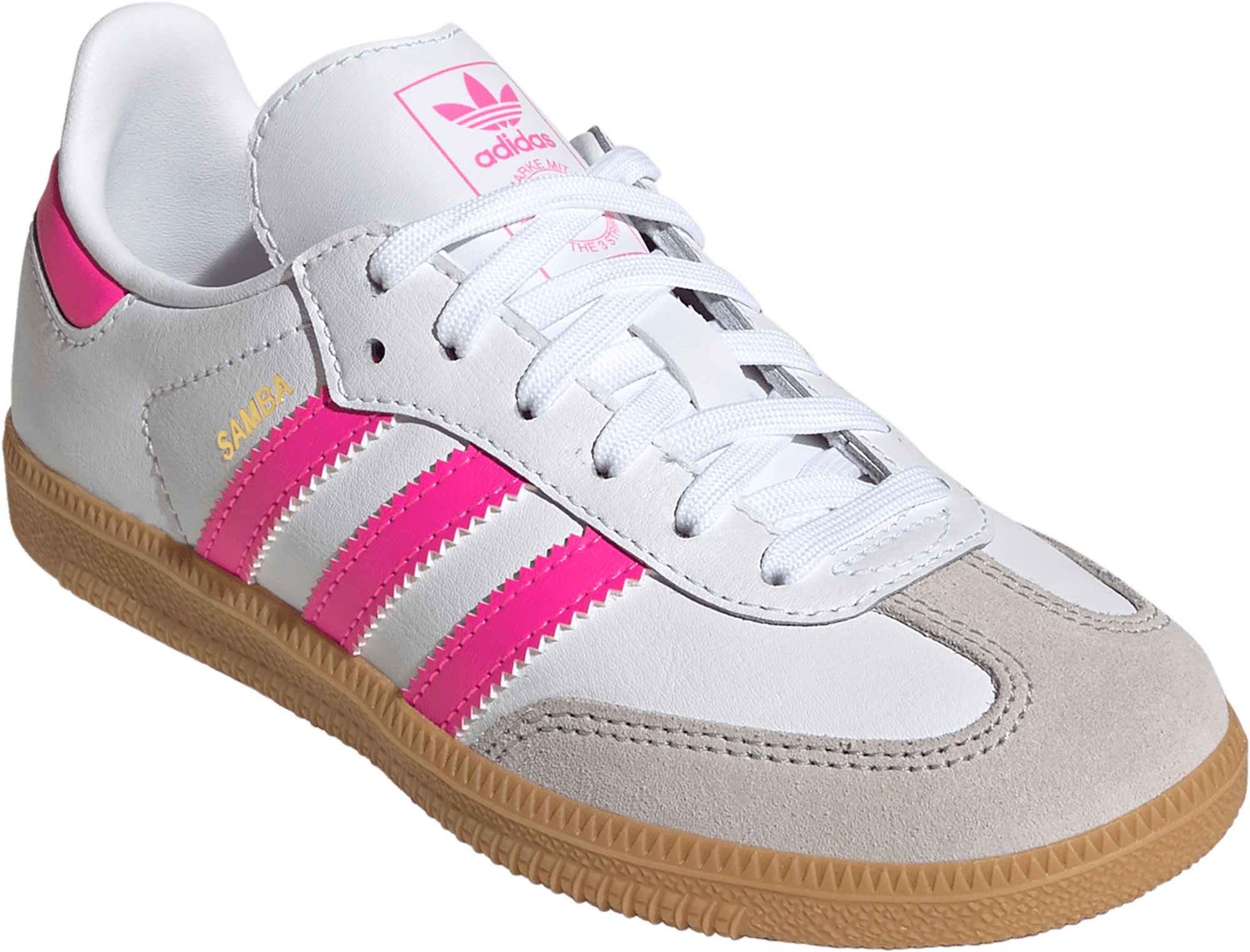 adidas Kids' Preschool Samba OG Shoes - White/Hot Pink - View 6