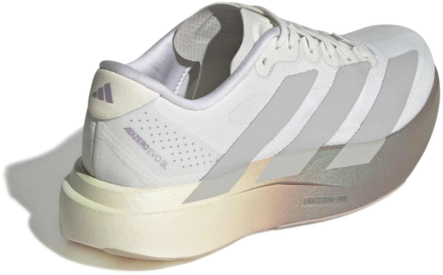 adidas Women's Adizero EVO SL Woven Running Shoes - White/Grey/Purple - View 6