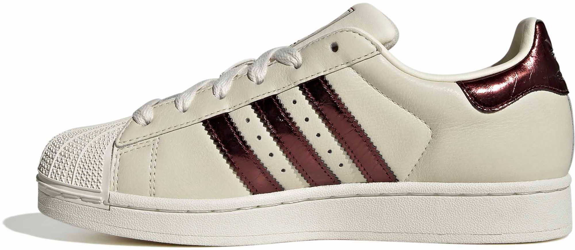adidas Women's Superstar II Shoes - Off White/Maroon/Gold Met - View 4