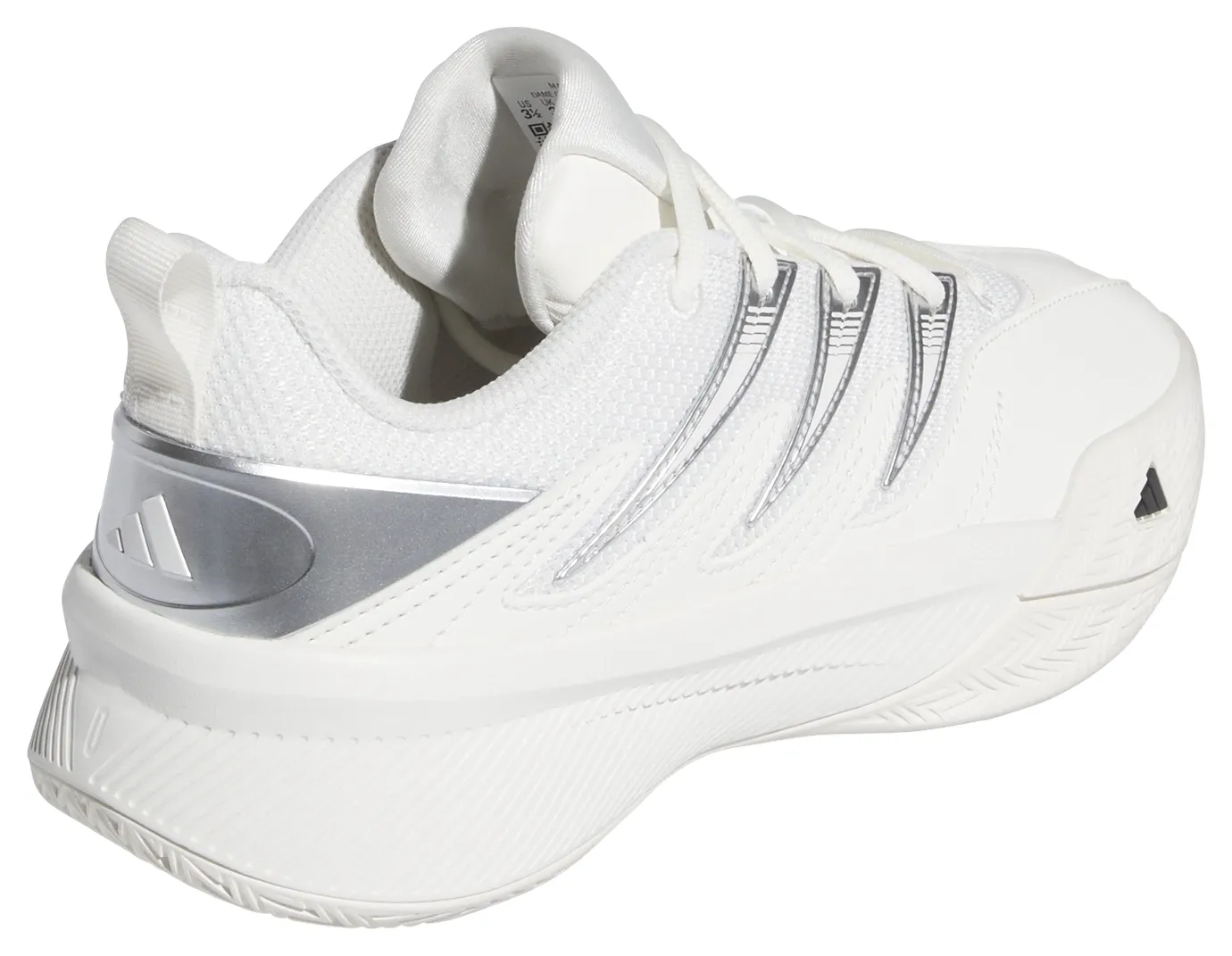 adidas Kids' Grade School Certified Damian Lillard 3 Basketball Shoes - White/Black/Silver - View 5