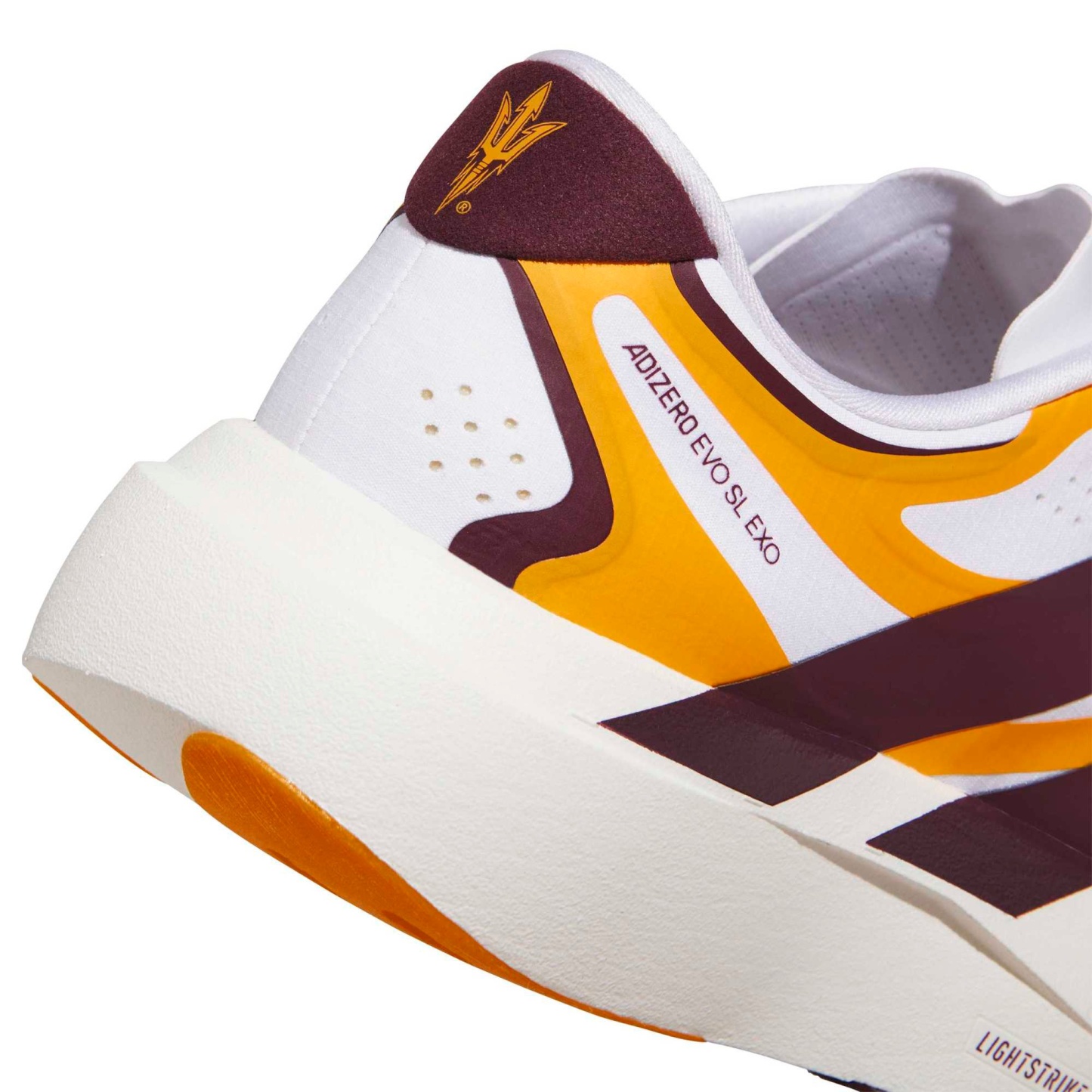 adidas Men's Adizero EVO SL EXO Arizona State Running Shoes - Ftwr White/Team Maroon/Team College Gold - View 2