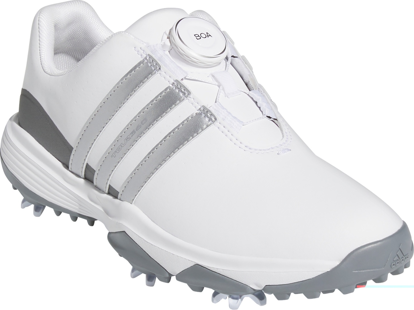 adidas Youth Tour360 24 BOA Golf Shoes - White/Silver/Grey - View 5