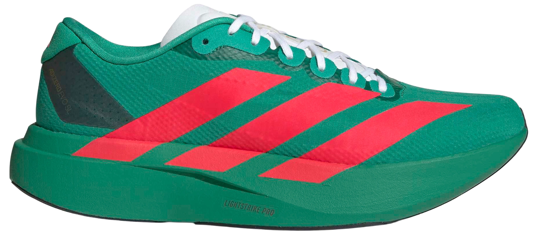 adidas Men's Adizero EVO SL Woven Running Shoes - Court Green/Lucid Red/Ftwr White - View 1