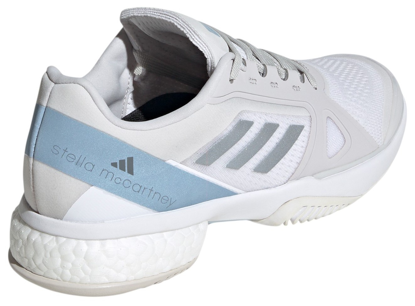 adidas by Stella McCartney Women's Court Tennis Shoes - White/Silver/Blue - View 5