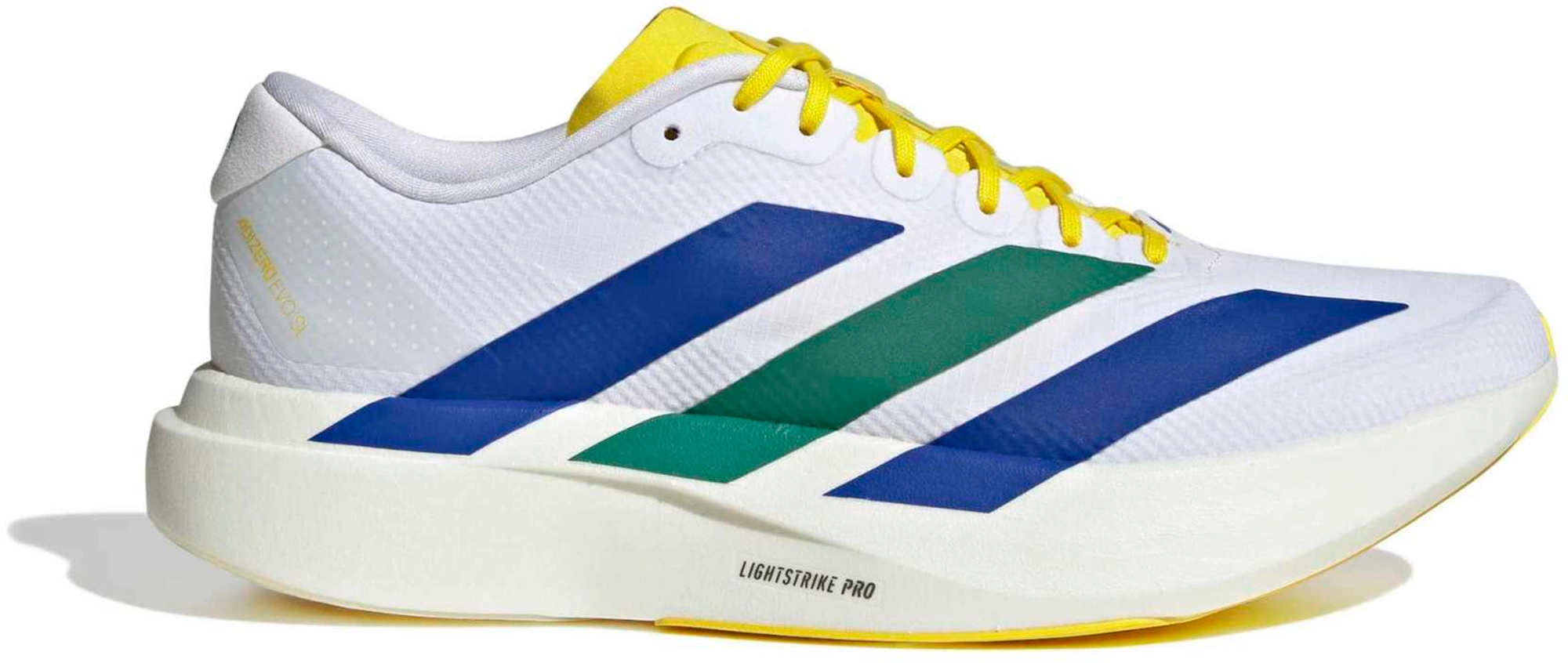 adidas Men's Adizero EVO SL Woven Running Shoes - White/Team Royal Blue/Iron Met. - View 1