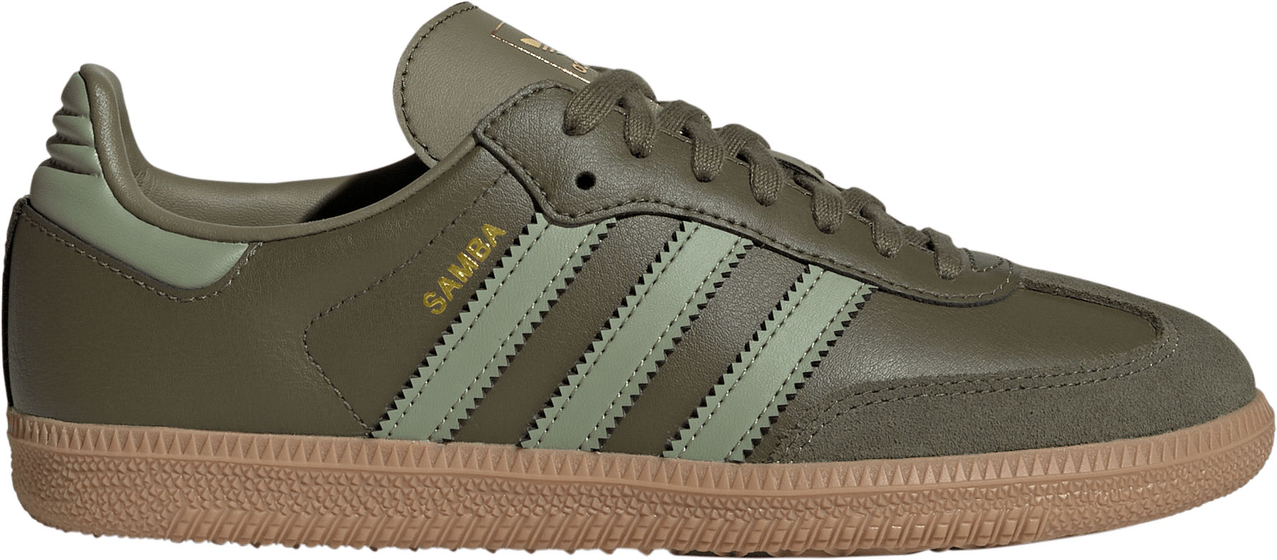 adidas Kids' Grade School Samba OG Shoes - Olive Strata/Tent Green/Gum4 - View 1