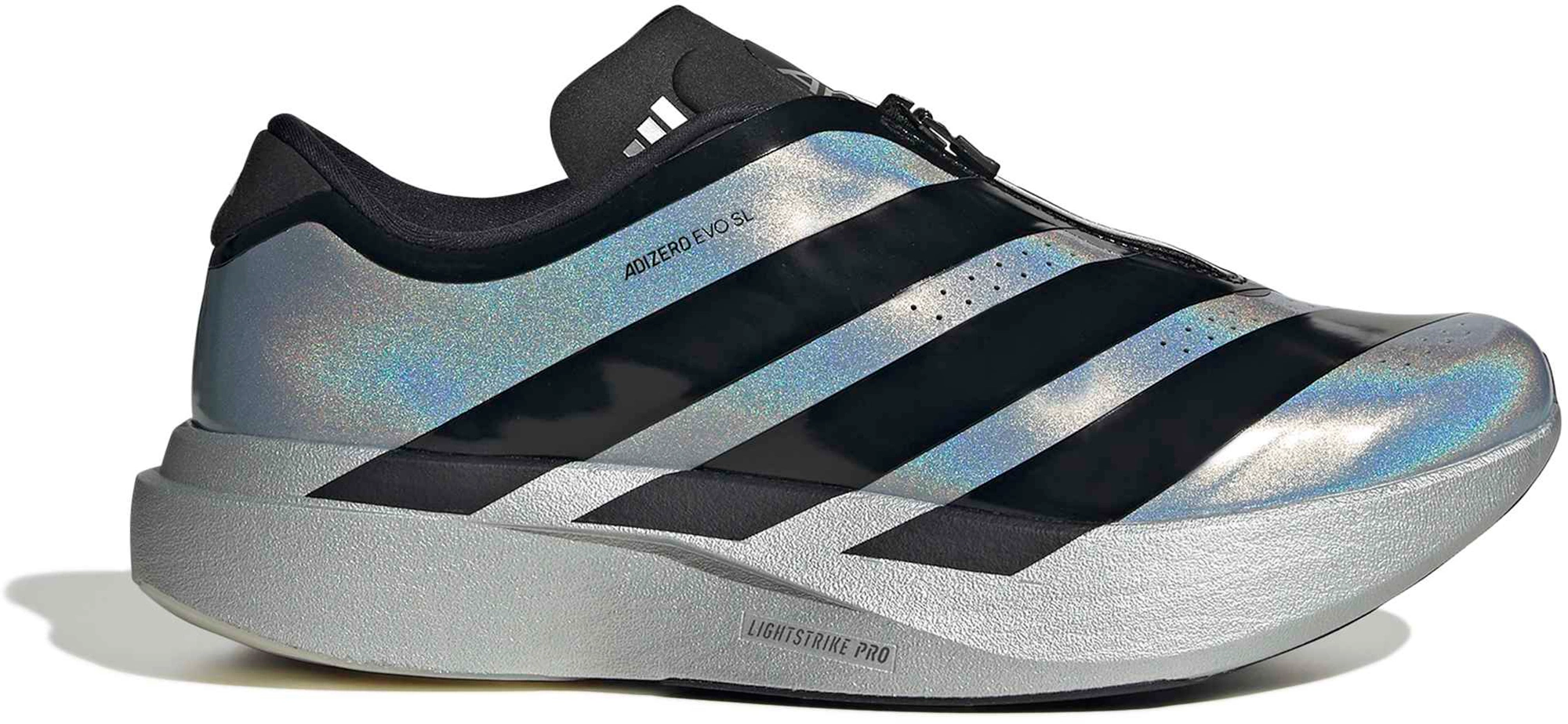 adidas Men's Adizero EVO SL Zip Running Shoes - Silver Mtllc/Black/Halo Silver - View 1