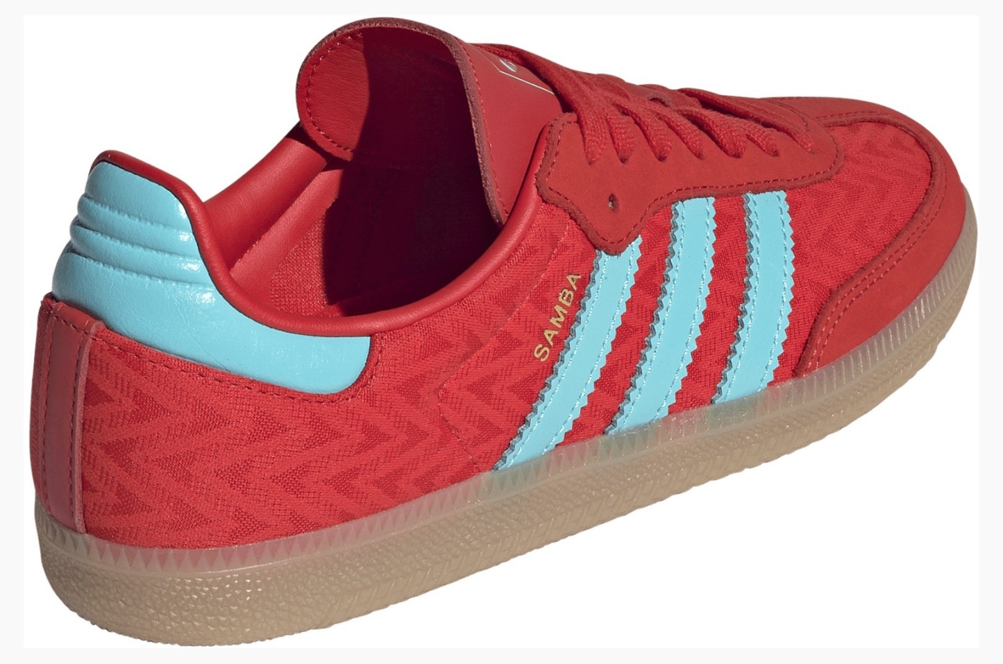 adidas Women's Samba OG Shoes - Red/Pulse Aqua/Gold Met - View 5