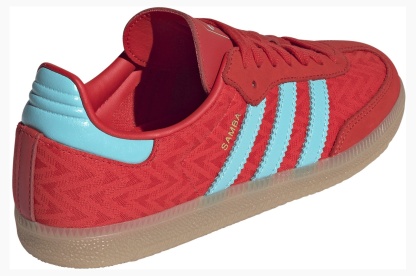 adidas Women's Samba OG Shoes - Red/Pulse Aqua/Gold Met - View 5