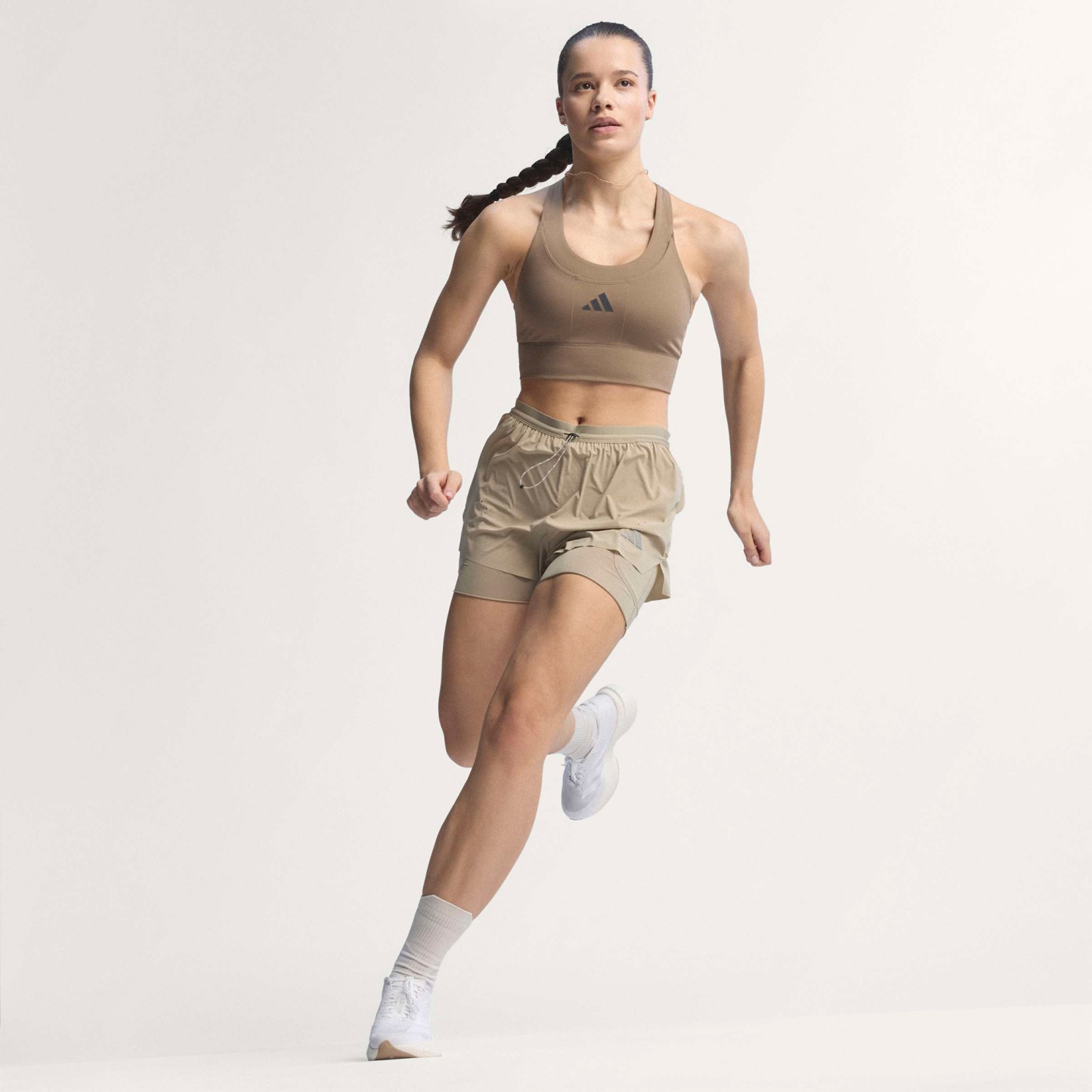 adidas Women's Adizero EVO SL Running Shoes - White/White/Warm Sandstone - View 2