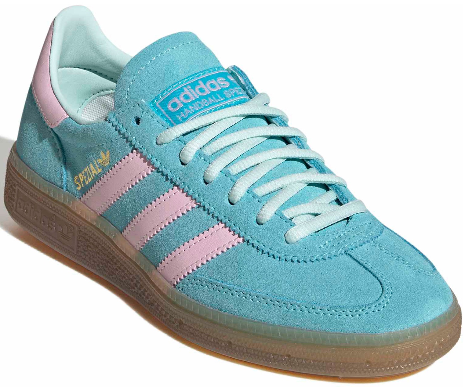 adidas Kids' Grade School Handball Spezial Shoes - Pulse Aqua/Clear Pink/Gum - View 5