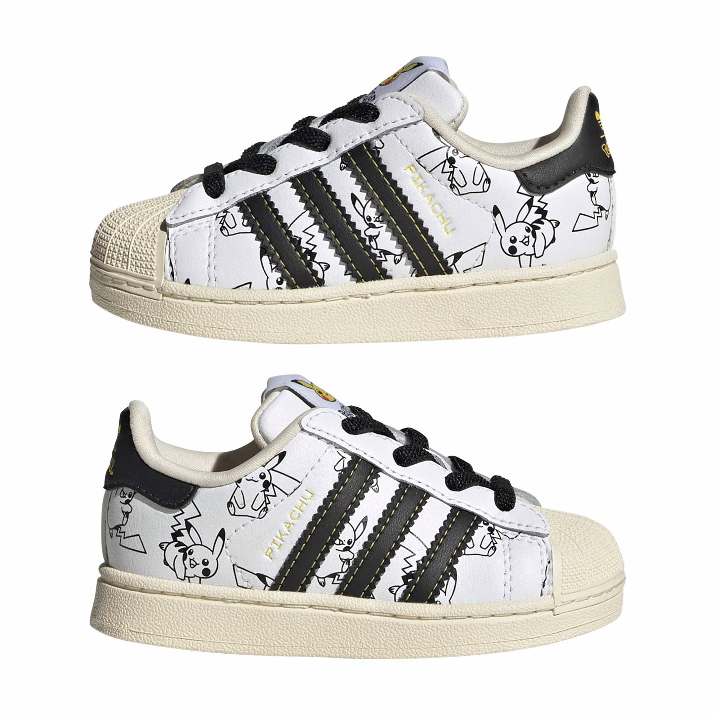 adidas Toddler Pokémon Superstar II Shoes - Ftwr White/Core Black/Gold Met. - View 6
