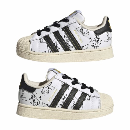 adidas Toddler Pokémon Superstar II Shoes - Ftwr White/Core Black/Gold Met. - View 6