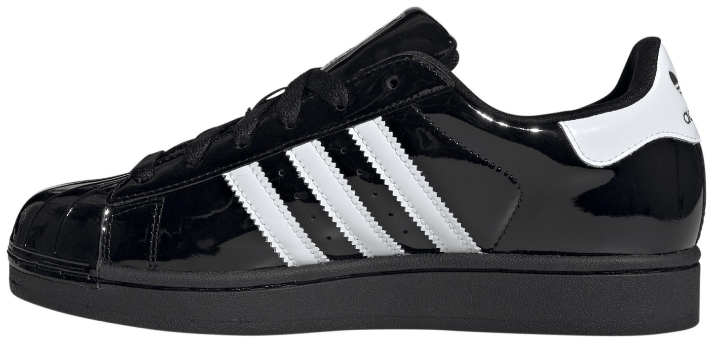 adidas Women's Superstar II Shoes - Patent Leather Black/White - View 6