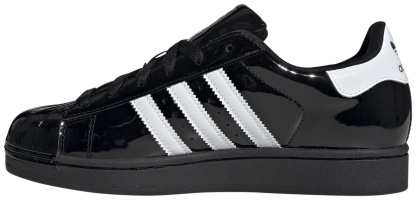 adidas Women's Superstar II Shoes - Patent Leather Black/White - View 6