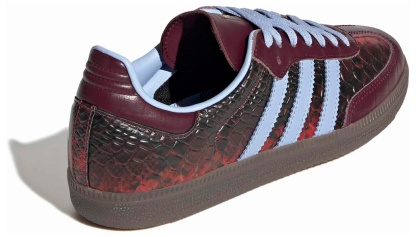 adidas Women's Samba OG Shoes - Snakeskin Maroon/Blue Dawn - View 5