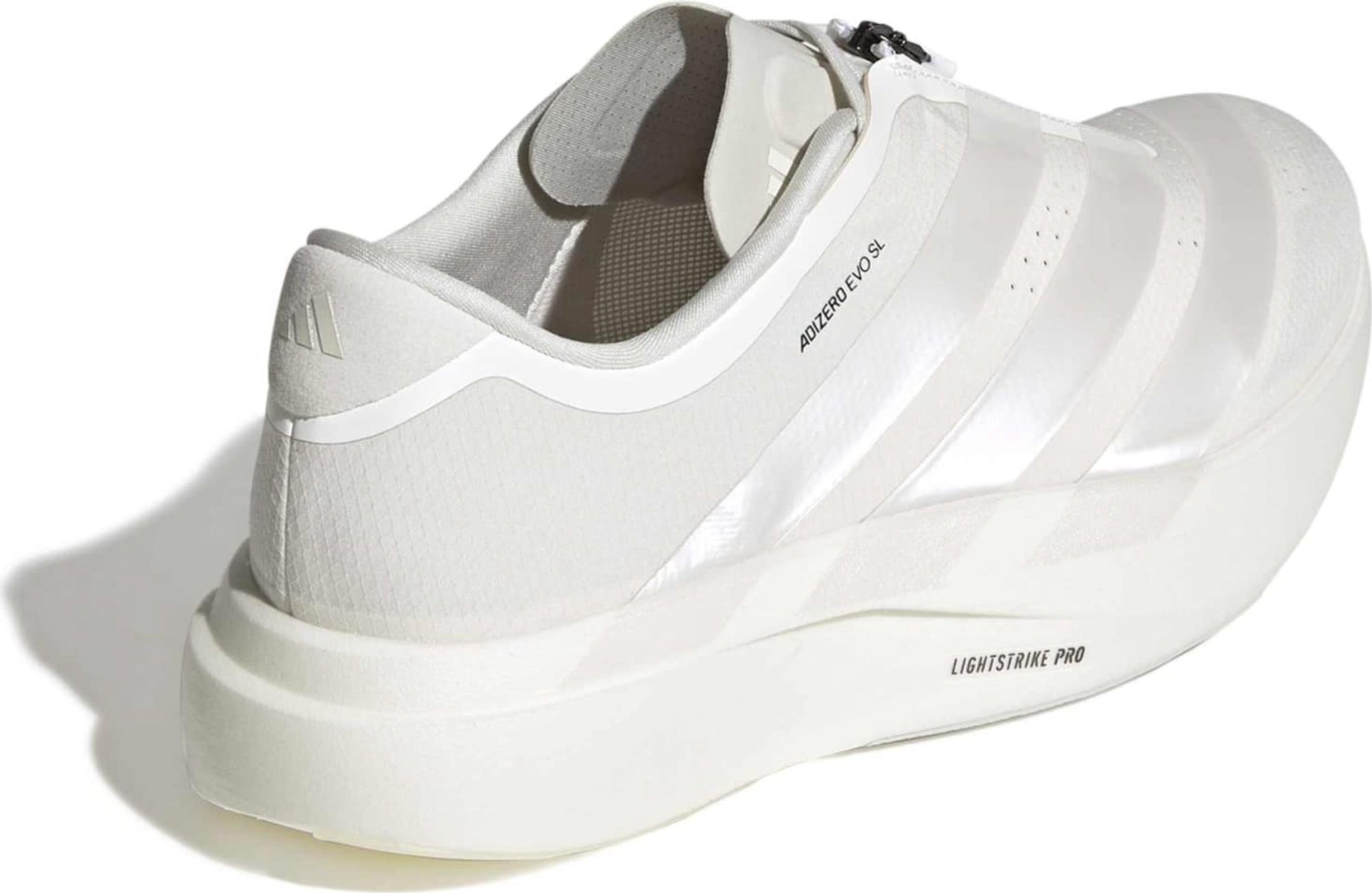 adidas Men's Adizero EVO SL Zip Running Shoes - Core White/Zero Met/Orbit Grey - View 8