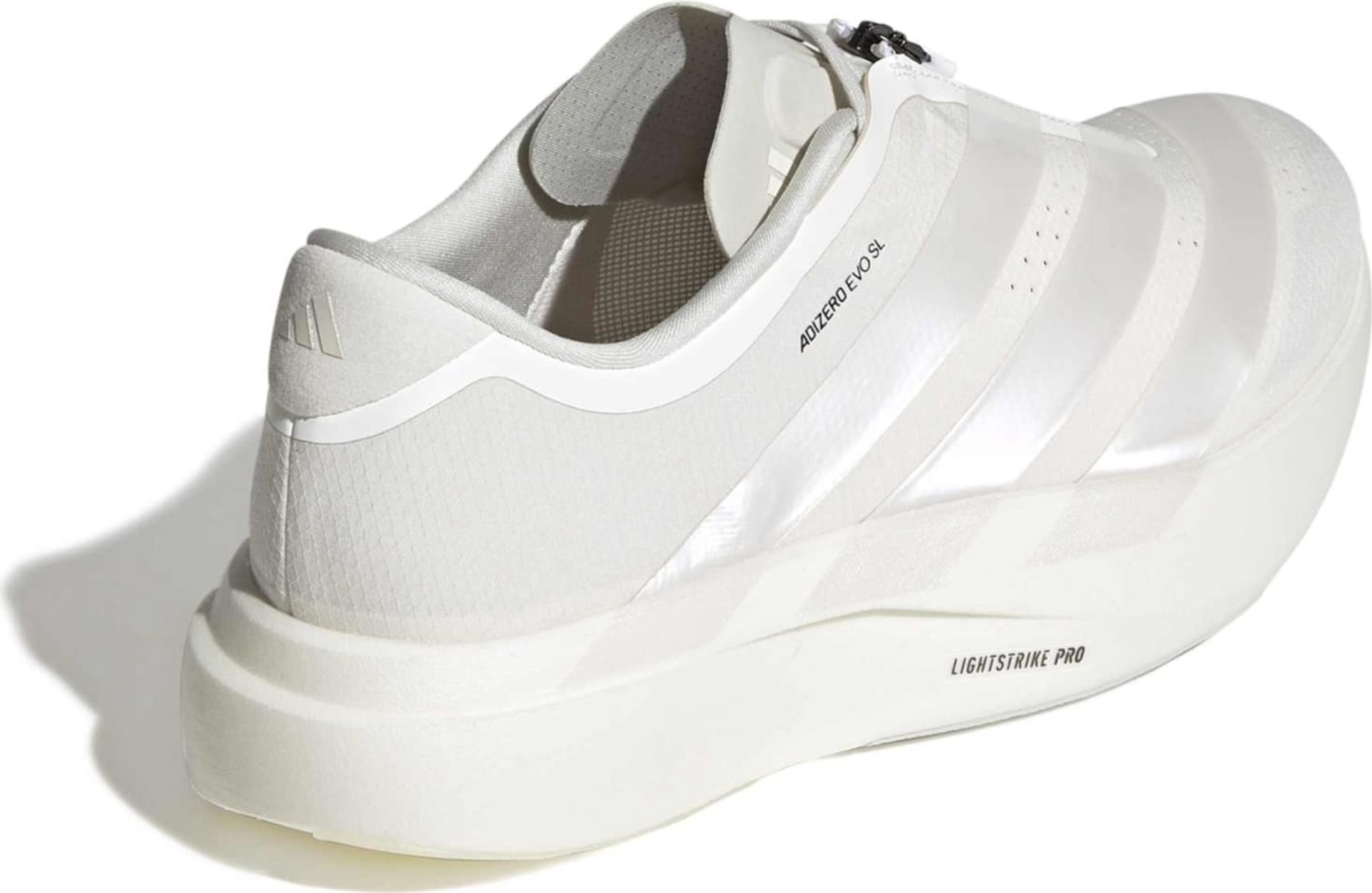 adidas Men's Adizero EVO SL Zip Running Shoes - Core White/Zero Met/Orbit Grey - View 8