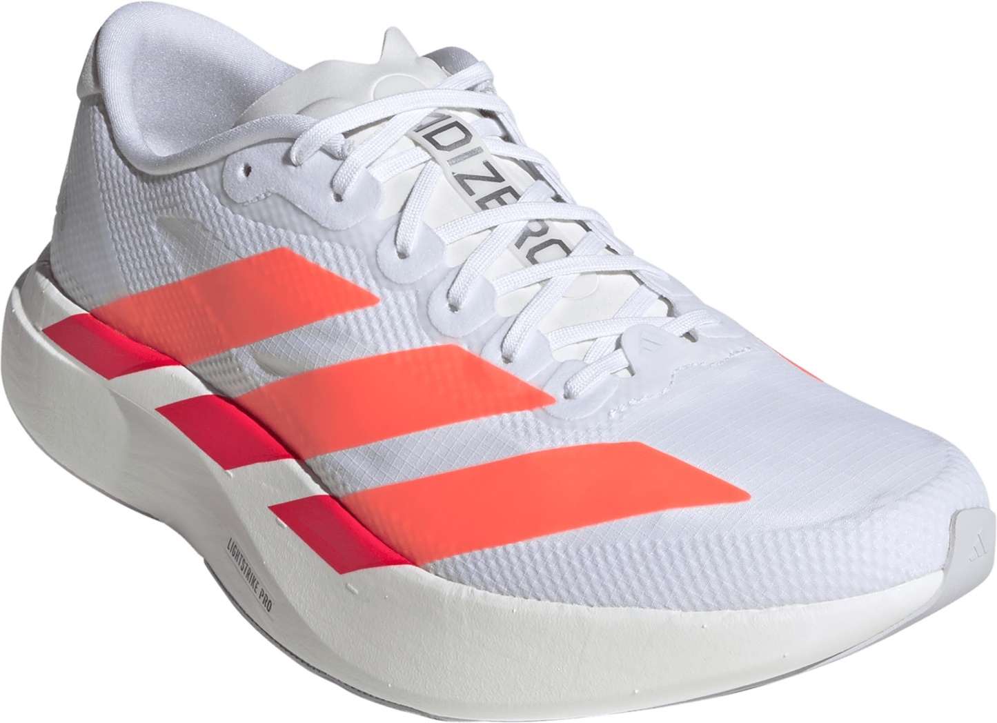 adidas Men's Adizero EVO SL Woven Running Shoes - Ftwr White/Lucid Orange/Lucid Red - View 5