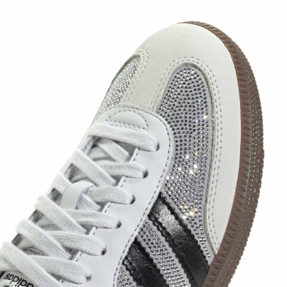 adidas Women's Samba OG Shoes - Rhinestone Wht/Silver/Blk - View 7