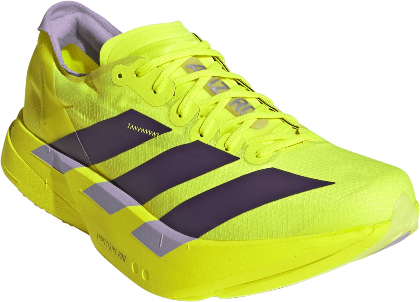 adidas Men's Adizero Adios Pro 4 Running Shoes - Solar Yellow/Aurora Plum/Powder Plum - View 5