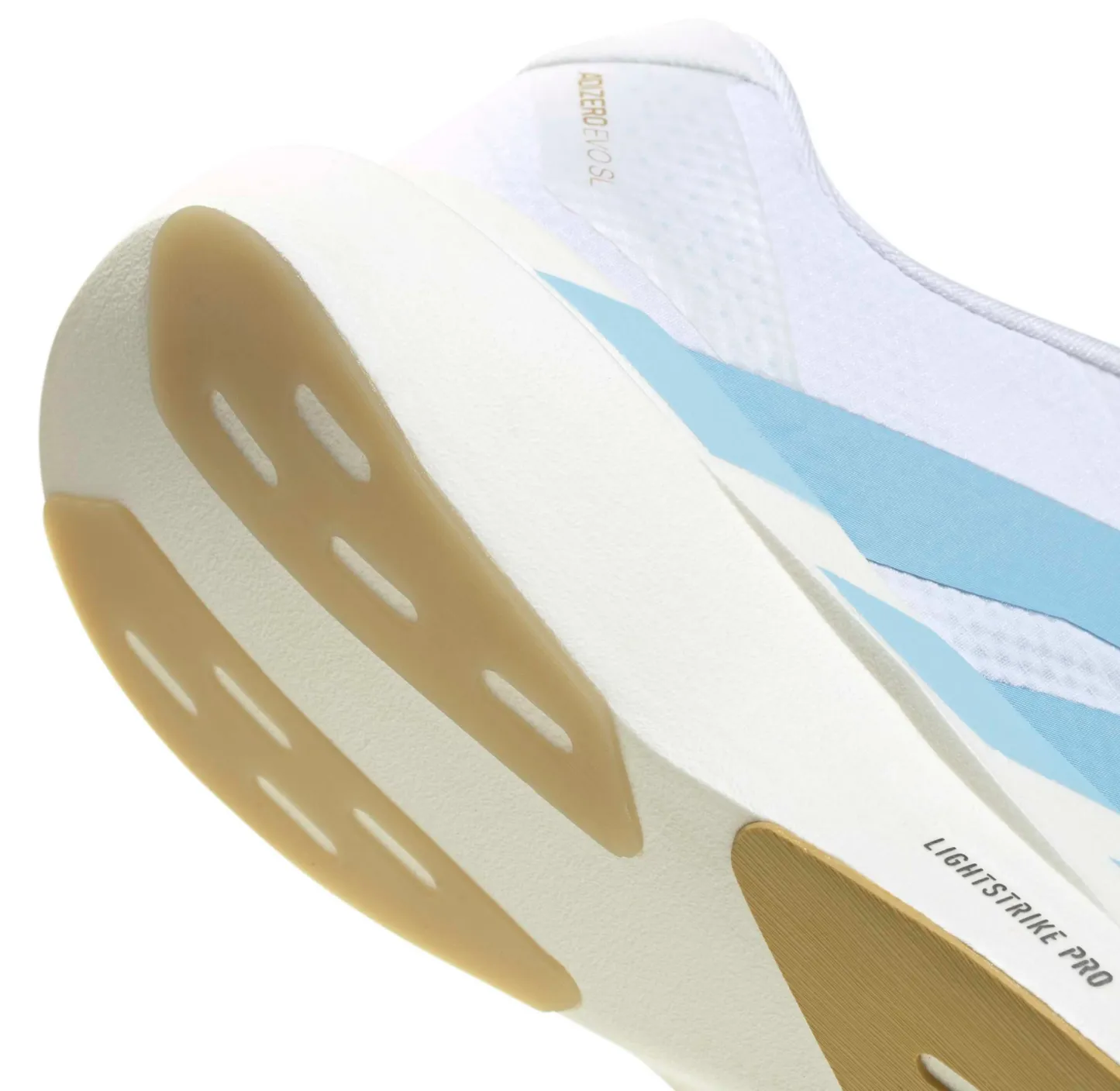 adidas Women's Adizero EVO SL Running Shoes - White/Clear Blue/Matte Gold - View 8