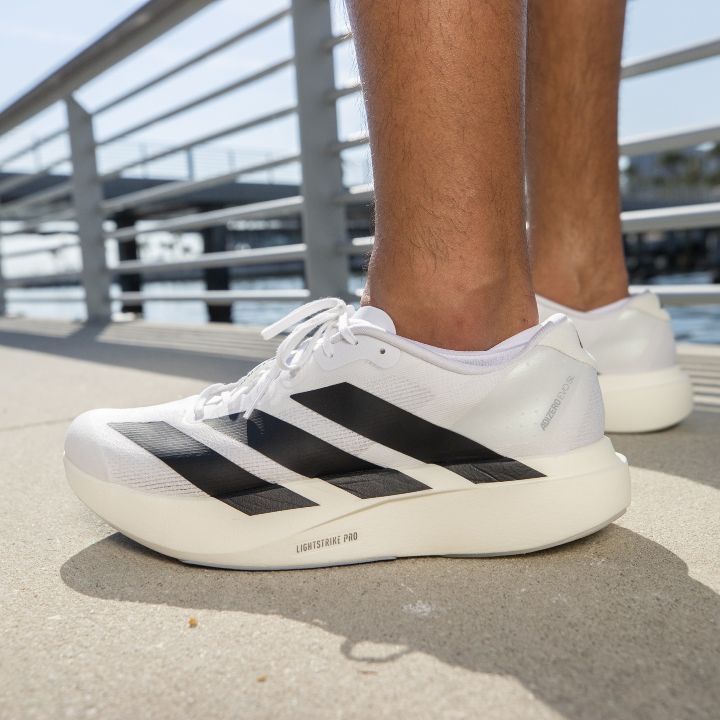 adidas Men's Adizero EVO SL Running Shoes - White/Black/White - View 2