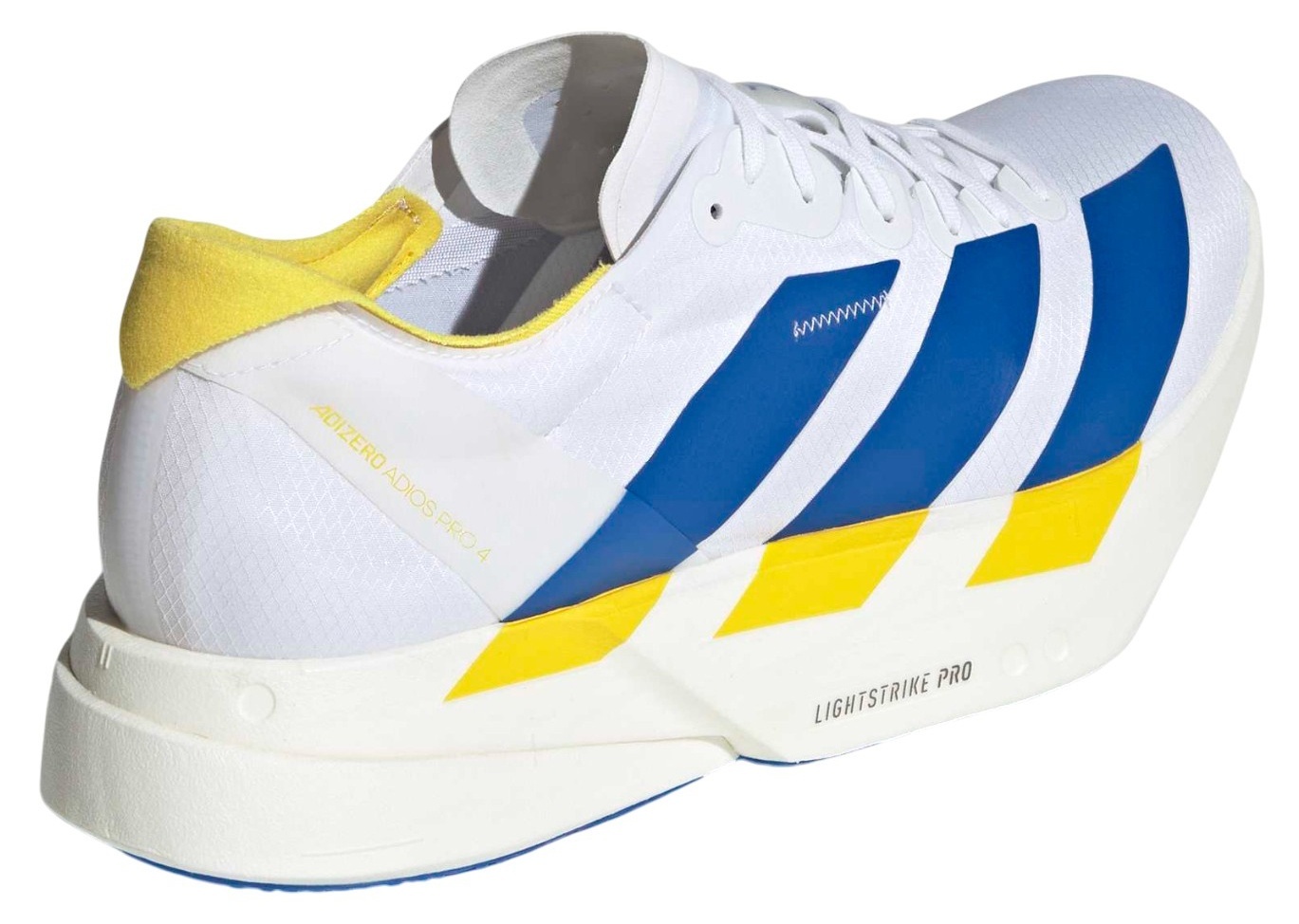 adidas Men's Adizero Adios Pro 4 Running Shoes - White/Blue/Yellow - View 6