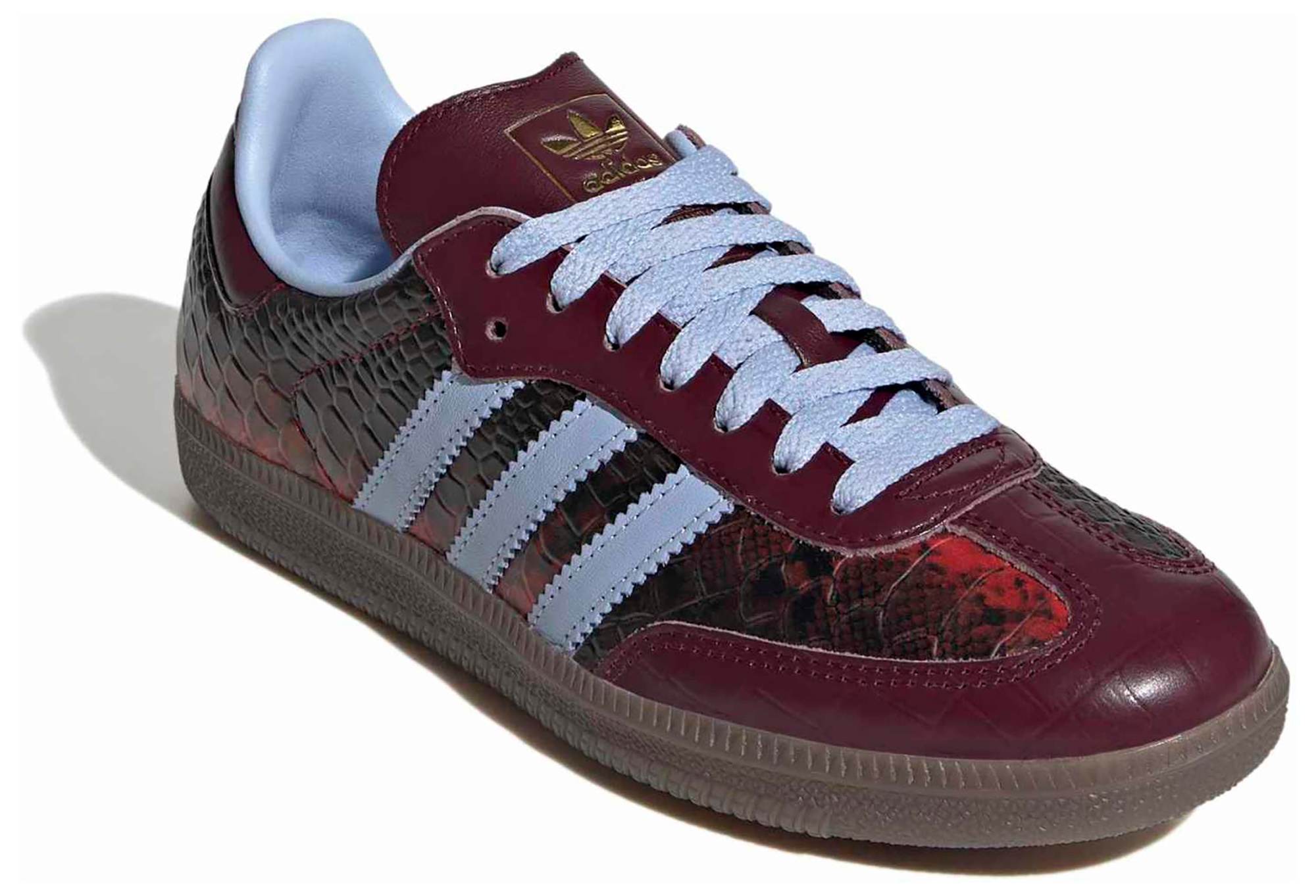 adidas Women's Samba OG Shoes - Snakeskin Maroon/Blue Dawn - View 6
