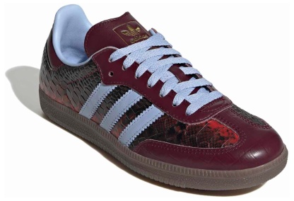 adidas Women's Samba OG Shoes - Snakeskin Maroon/Blue Dawn - View 6