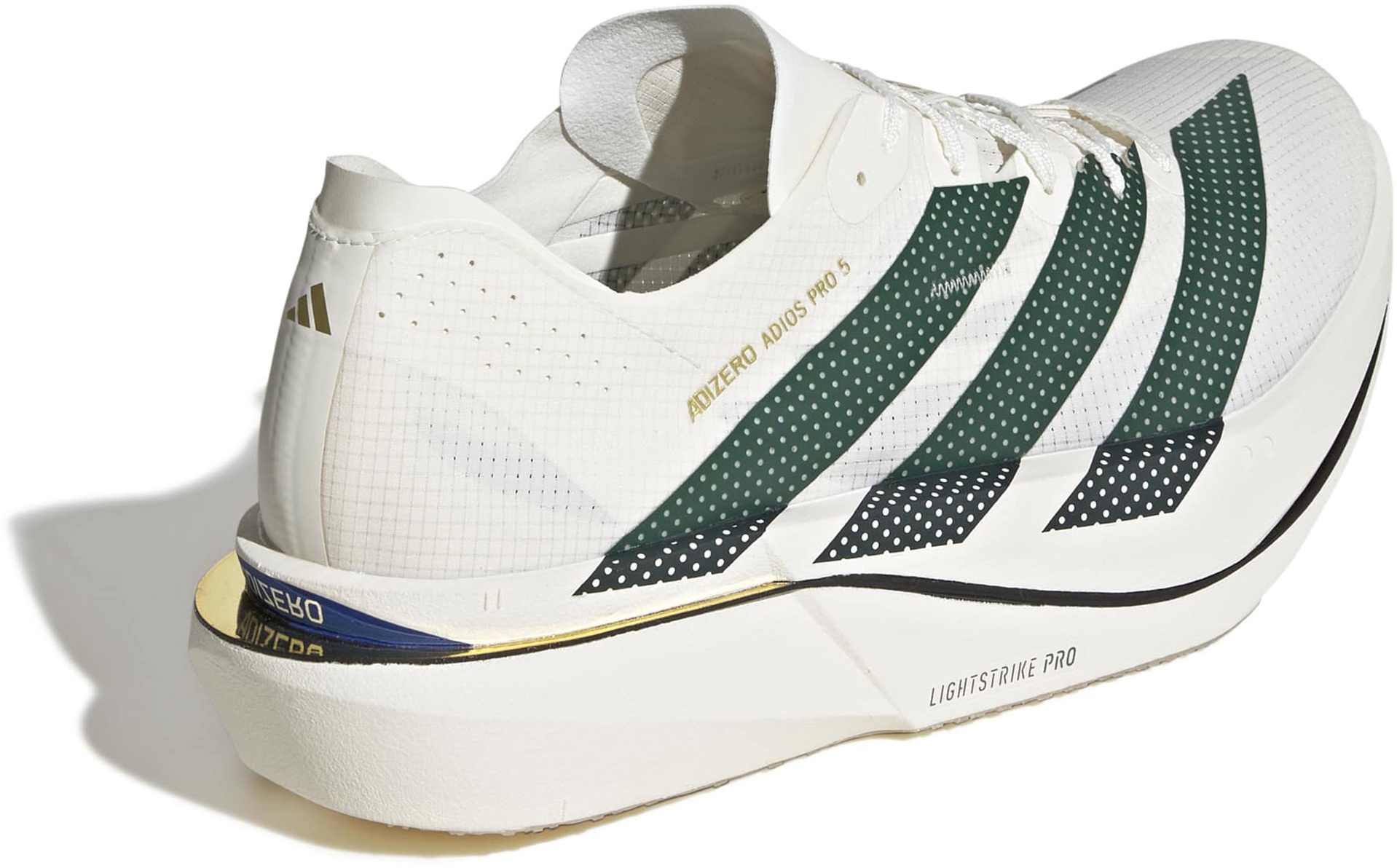 adidas Men's Adizero Adios Pro 5 Running Shoes - Off White/Collegiate Green/Team Royal Blue - View 6