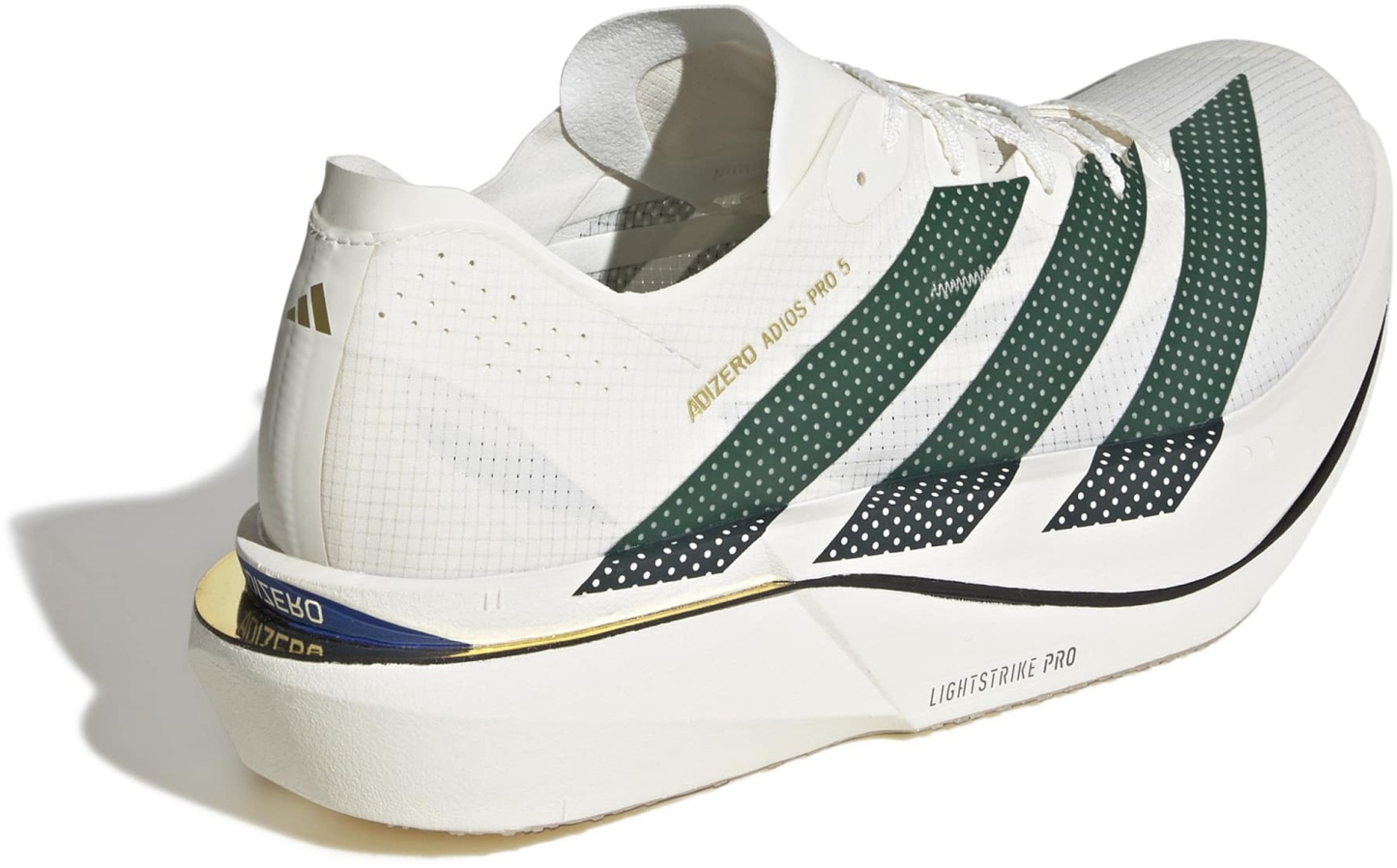 adidas Men's Adizero Adios Pro 5 Running Shoes - Off White/Collegiate Green/Team Royal Blue - View 6