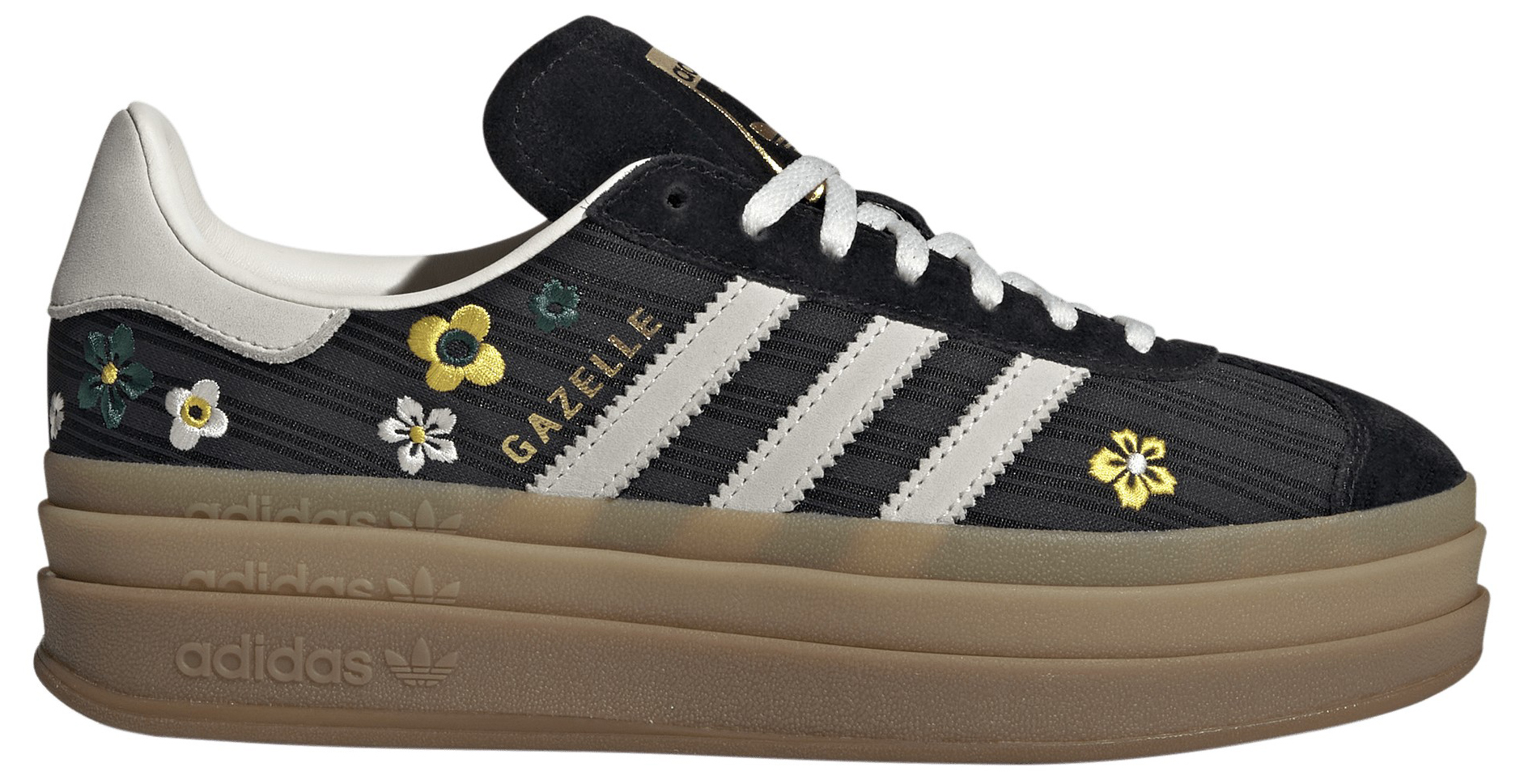 adidas Originals Women's Gazelle Bold Shoes - Core Black/Off White/Eqt Yellow - View 1