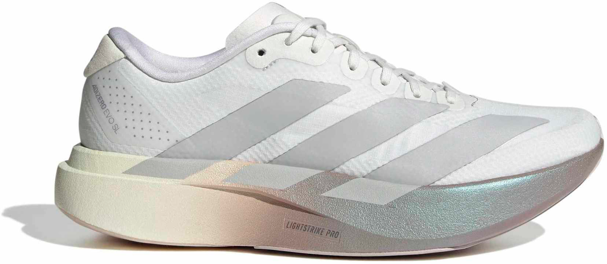 adidas Women's Adizero EVO SL Woven Running Shoes - White/Grey/Purple - View 1