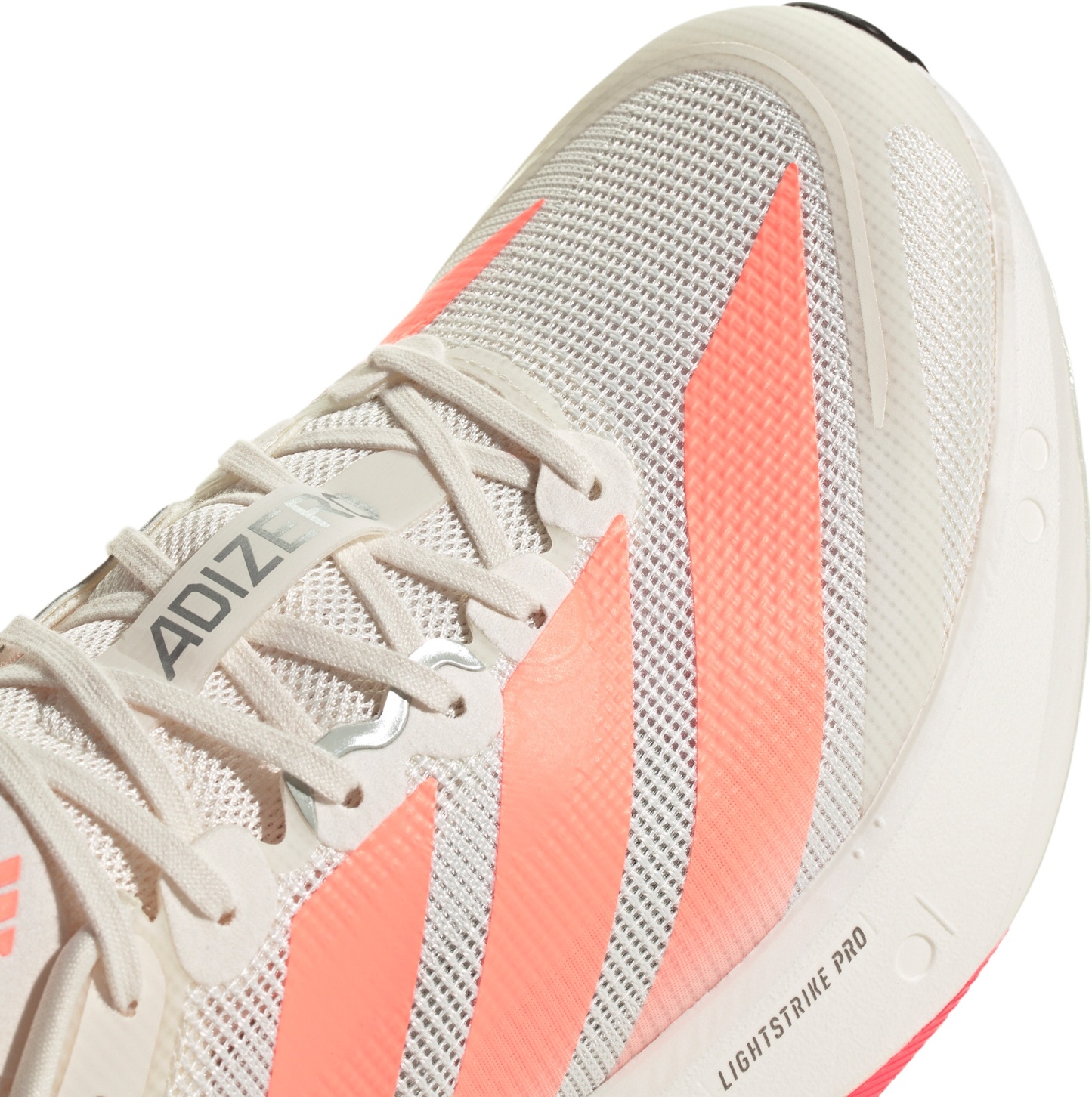 adidas Men's Adizero Boston 13 Running Shoes - Off White/Lucid Orange/Grey - View 7